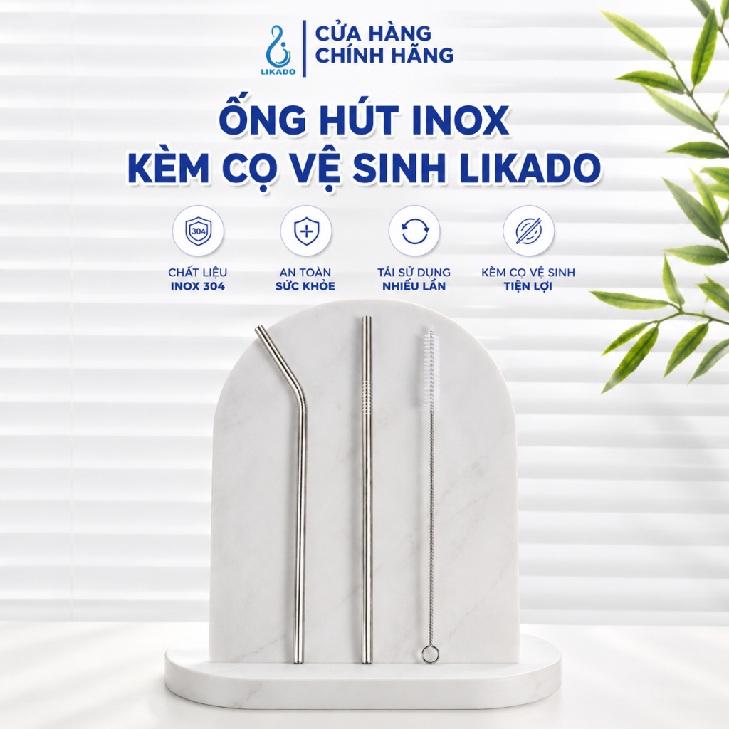 Ống hút inox kèm cọ vệ sinh Likado