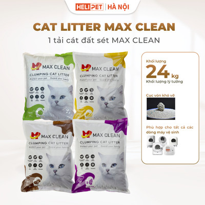 [1 TẢI = 24KG] Cát Vệ Sinh Cho Mèo, Cát Đất Sét MAX CLEAN Hút Nước Tốt, Vón Cục Chắc