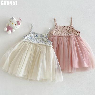 Váy Bé Gái Hai Dây Phối Ngực Hoa Nhí Chân Váy Voan Tutu Công Chúa Bồng Bềnh MINTSCLOSET GV0451