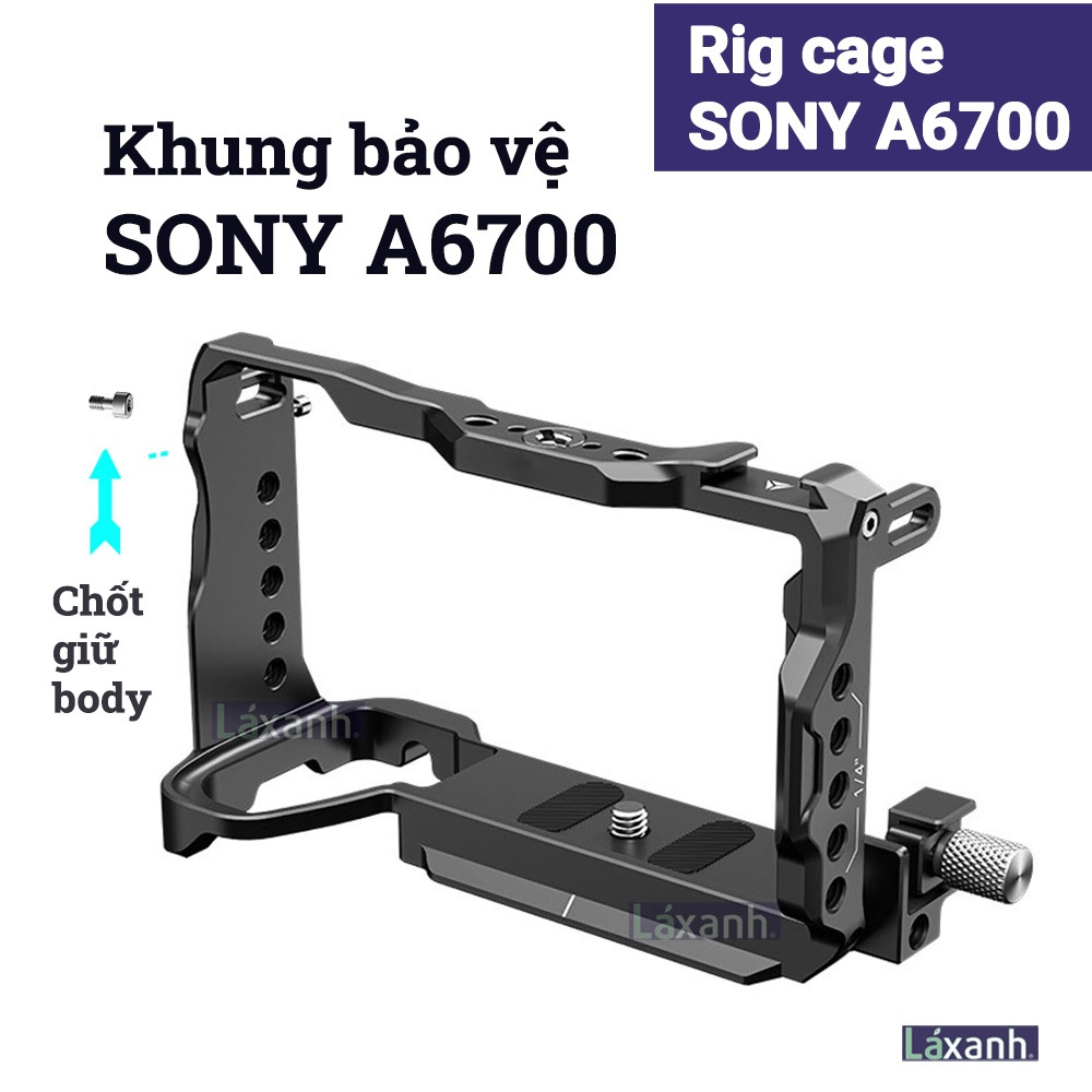 Sony A6700 Poyinco | Khung bảo vệ rig cage máy ảnh quay video bảo vệ handcase grip lplate đế sắt chố