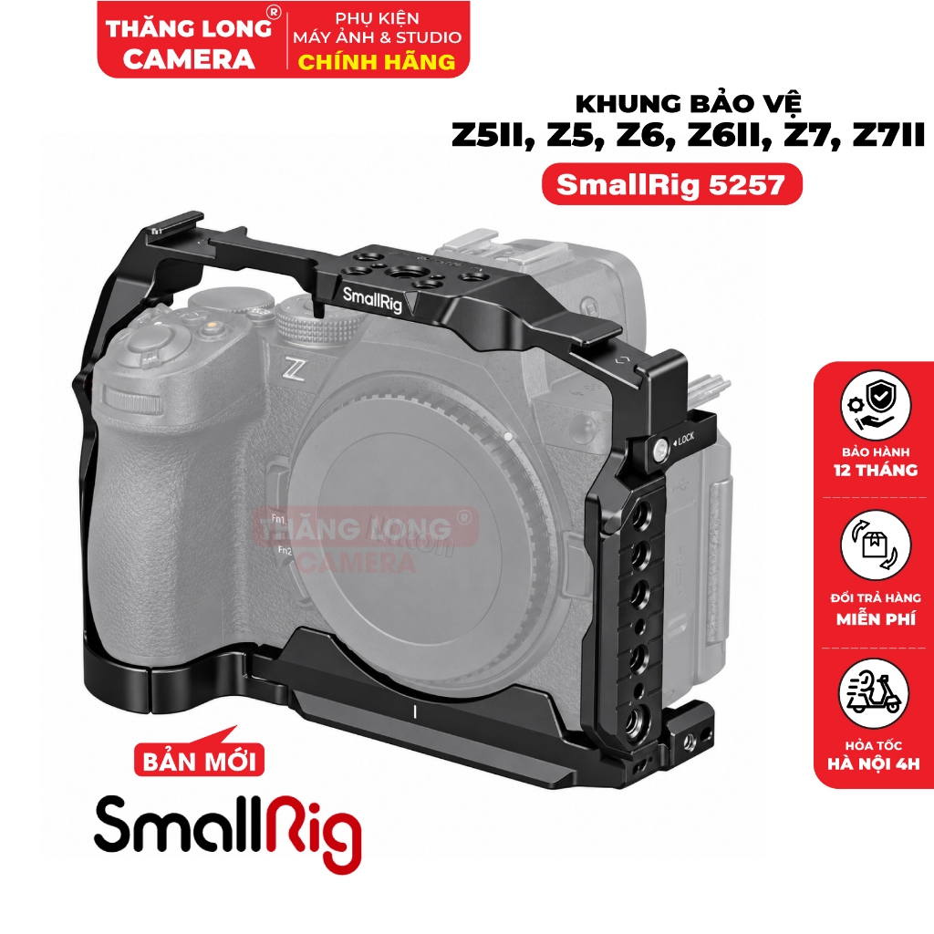 Khung Bảo Vệ SmallRig 5257 Cage Cho Nikon Z5 / Z5II / Z6 / Z6II / Z7 / Z7II, Tích Hợp Arca-Swiss Haw