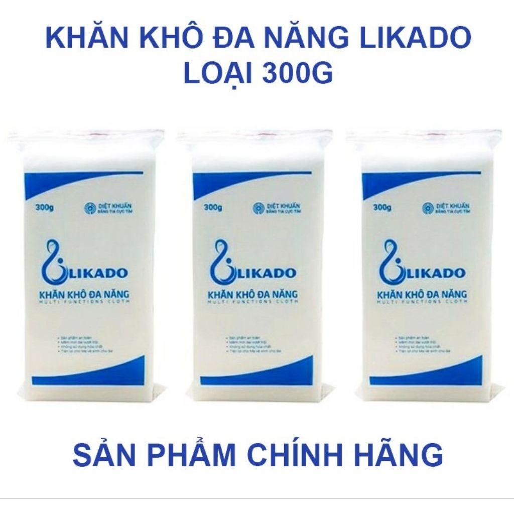 Khăn khô đa năng likado 300g kích thước 14x20cm, Combo 5 gói khăn khô đa năng chính hãng likado 400g