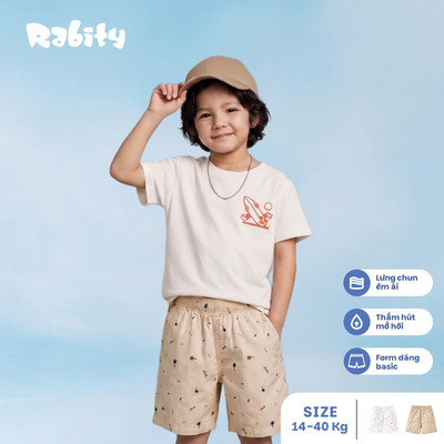  Quần short kaki hoạ tiết mùa hè bé trai Rabity 930.014