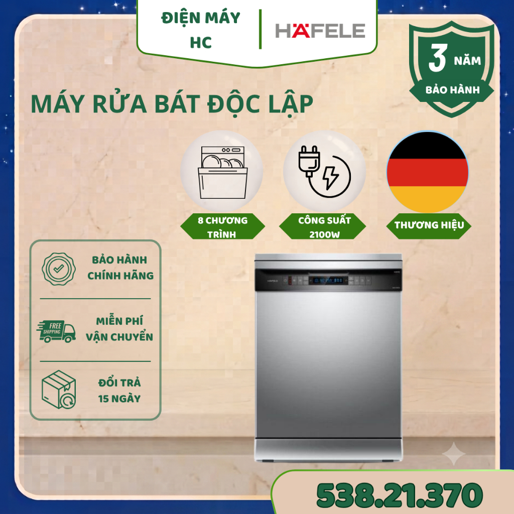 Máy Rửa Chén Hafele HDW-F6051S 538.21.370 – Độc Lập, Tiết Kiệm Điện Nước, Hiệu Quả Cao