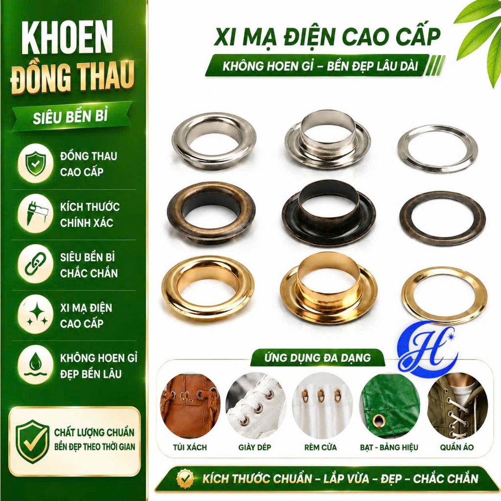 Khoen ore mắt cáo không gỉ 50 khoen kèm long đền sử dụng cho quần áo , giày , phụ liệu may mặc (4mm 