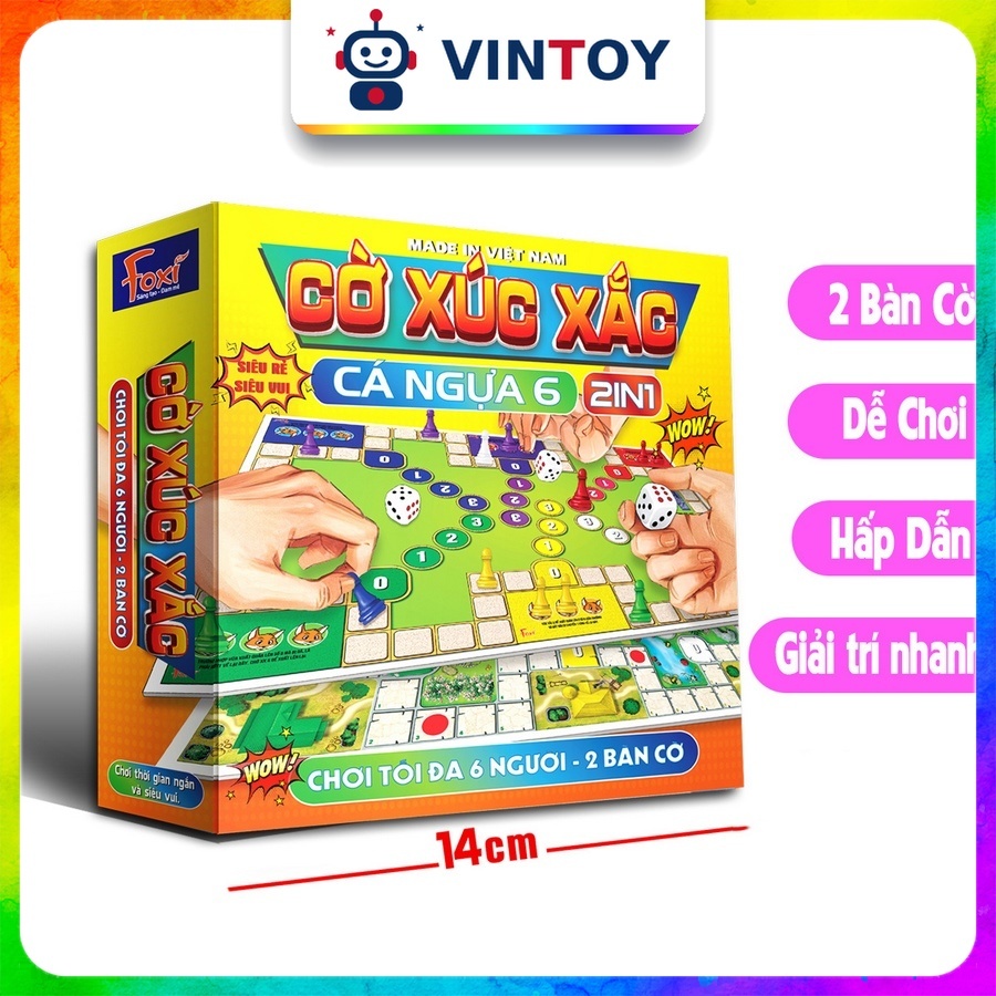 [Foxi] Cờ Xúc Xắc Cá Ngựa 6 Người Chơi Foxi Cờ Đua Ngựa Hàng Độc Đồ Chơi Trí Tuệ Trẻ Em Tư Duy