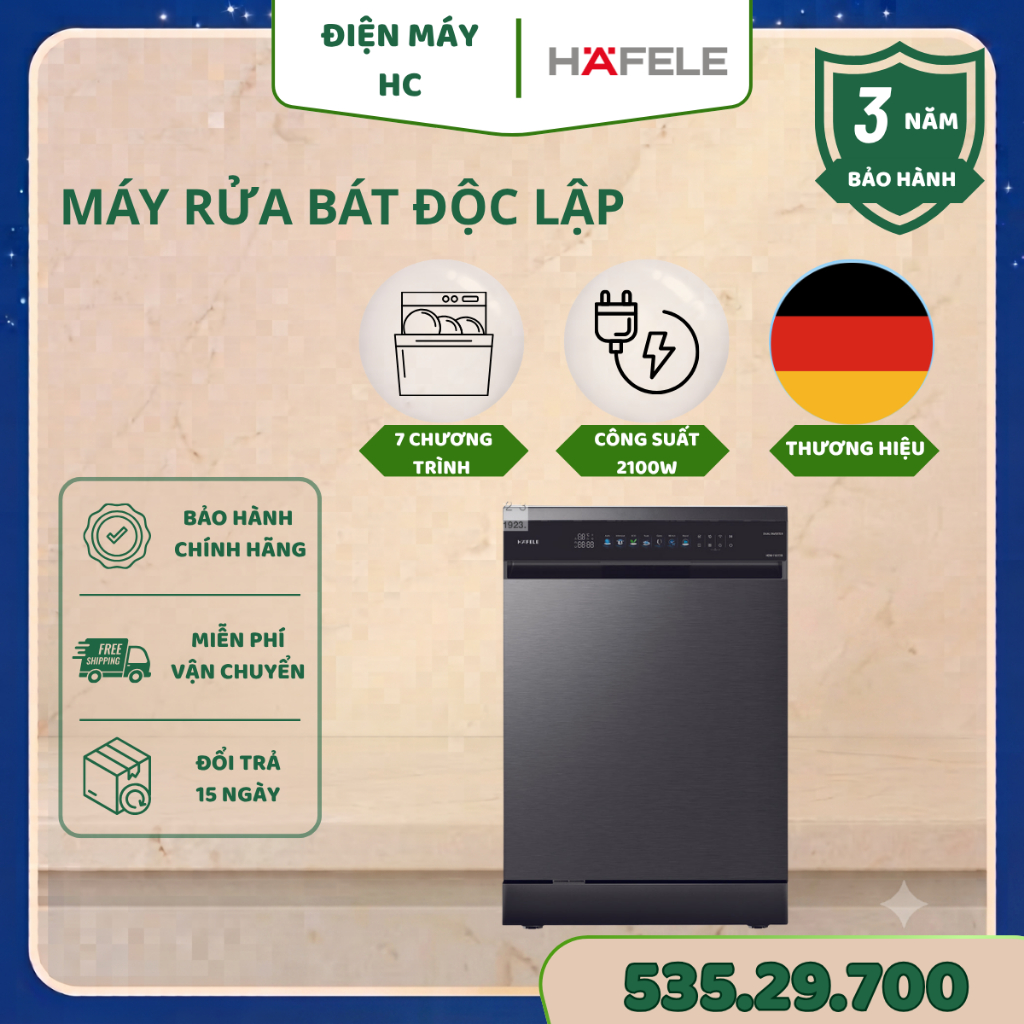 Máy Rửa Bát Hafele HDW-F6072B 535.29.700 – Dung Tích Lớn, Rửa Sạch, Tiết Kiệm Nước