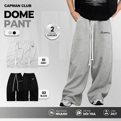 Quần nỉ ống rộng nam nữ DOME chất nỉ 2 da CAPMAN CLUB, phom rộng unisex dễ mặc dễ phối đồ