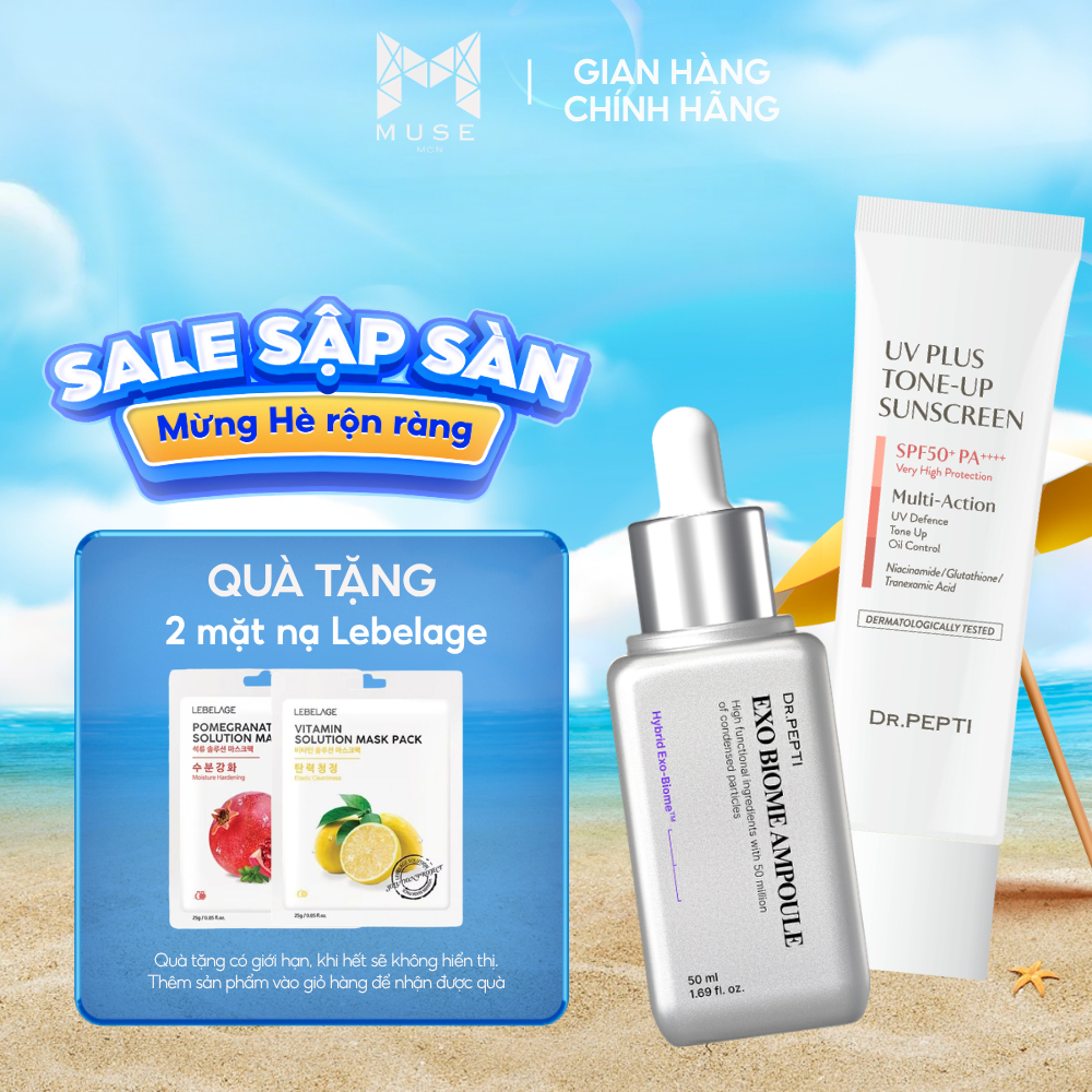 COMBO Tinh Chất Chống Lão Hóa Dr. Pepti 50ml + Kem Chống Nắng Nâng Tone, Kiềm Dầu DR.PEPTI 50ml