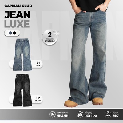 Quần dài nam ống loe denim LUXE wash CAPMAN CLUB, quần jean nam phom ống loe trẻ trung thoải mái