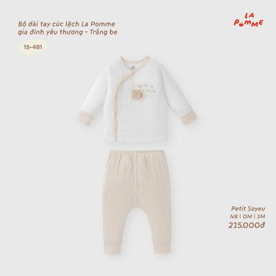 Bộ dài tay cúc lệch La Pomme gia đình yêu thương - Sợi Petit Soyeu thoáng mát - Bé trai/gái - NB - 3M