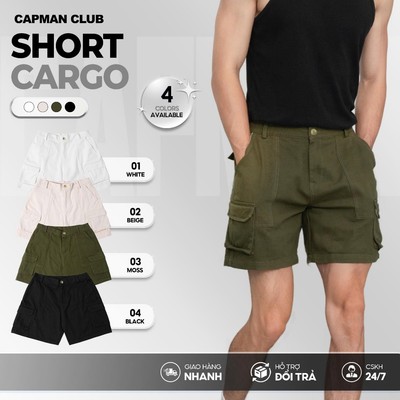 Quần short nam kaki TÚI HỘP phom rộng trên gối CAPMAN CLUB, quần đùi nam trẻ trung thoải mái dễ mặc