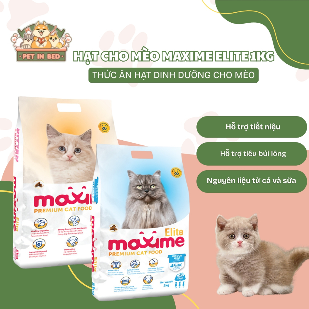 Hạt Cho Mèo Maxime Elite 1Kg Thức Ăn Hạt Cung Cấp Đầy Đủ Dinh Dưỡng Thiết Yếu Cho Mèo _ PETINBED STO