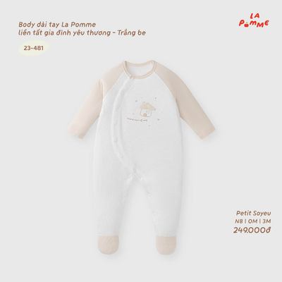 Body dài tay La Pomme liền tất gia đình yêu thương - Sợi Petit Soyeu thoáng mát - Bé trai/gái - NB - 3M