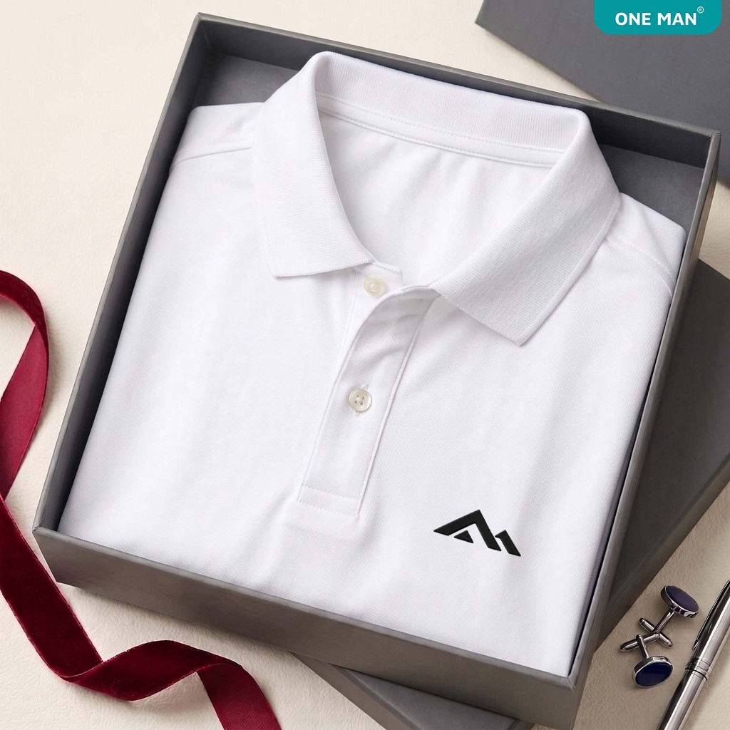 Áo Polo Nam ONE MAN [Tặng Kèm Hộp] Basic Logo In Nổi – Thun Cotton Co Giãn Nhẹ, Thoáng Mát, Form Reg