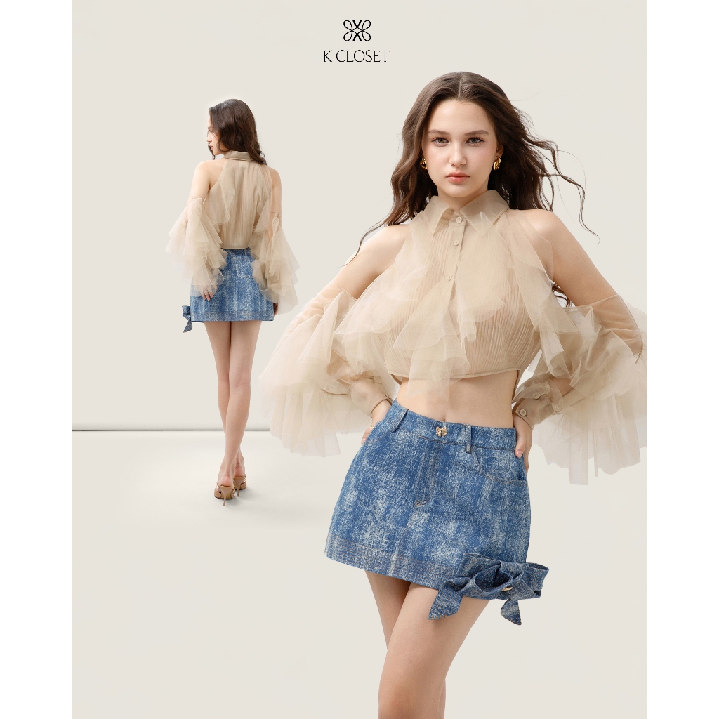 Áo lưới khoét vai, thời trang thiết kế K Closet A3010