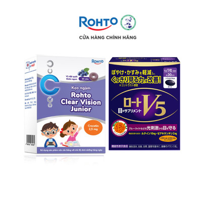 [VB] Combo bổ mắt, giúp mắt sáng khỏe cho gia đình: Rohto V5 (hộp 30 viên) + Rohto Clear Vision Junior (hộp 60 viên)