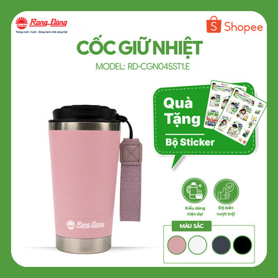 Cốc Giữ Nhiệt Rạng Đông Inox 304 450ml Giữ Nóng Lạnh 12H Nắp Chống Tràn Model RD-CGN045ST1.E