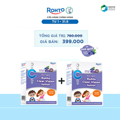 [VB] Combo 2 Kẹo ngậm Rohto Clear Vision Junior cho bé đôi mắt sáng khỏe (Hộp 60 viên) - date 28.02.28