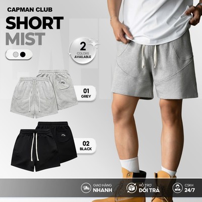 Quần short nam phom rộng MIST vải nỉ chân cua CAPMAN CLUB, quần đùi nam trên gối trẻ trung thoải mái