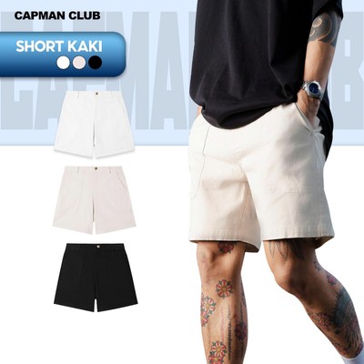 [BEST SELLER] Quần short nam KAKI nhung phom rộng CAPMAN CLUB, quần đùi nam trên gối lưng đai thun co giãn, trẻ trung