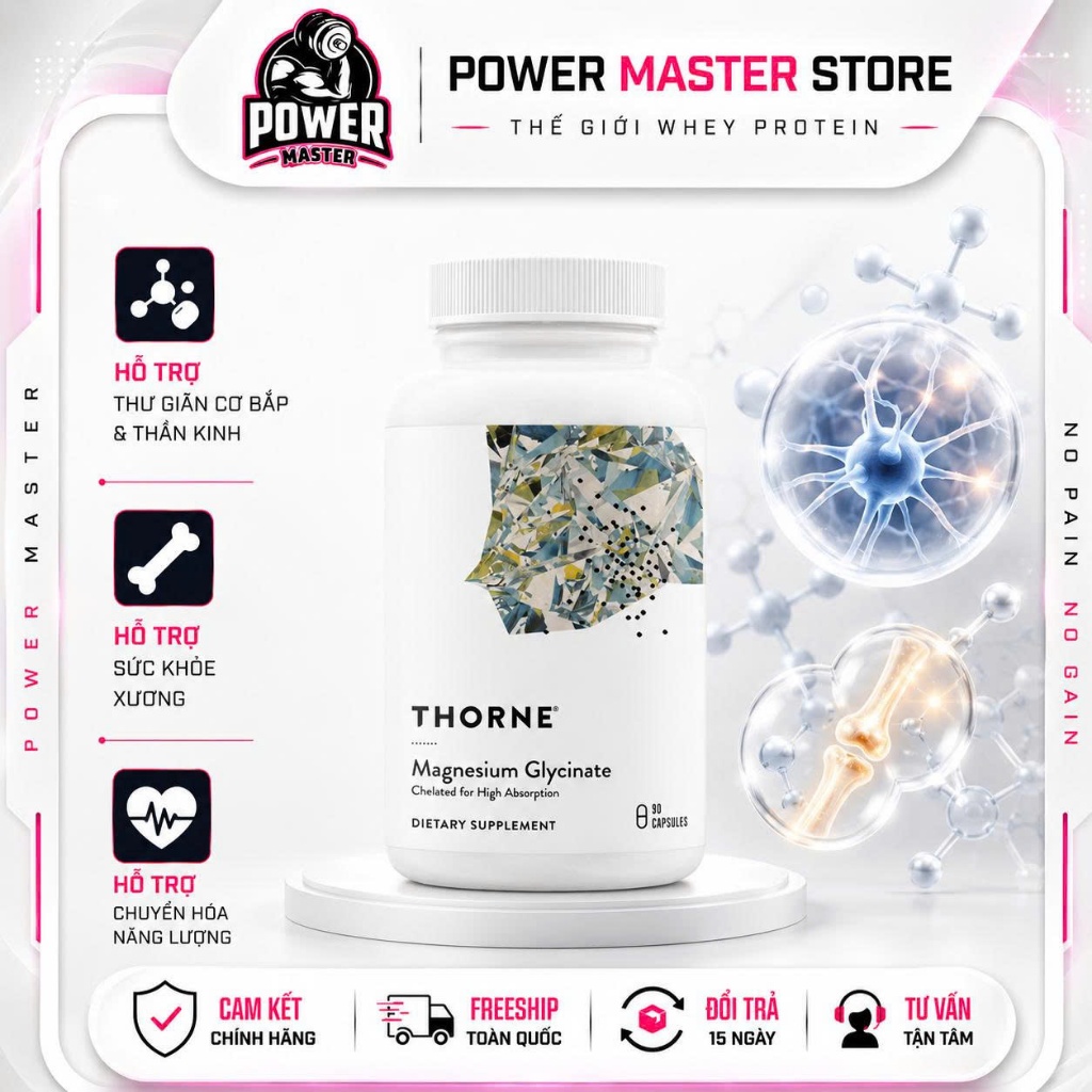 Thorne Magnesium Glycinate | Magie Glycinate | Viên Bổ Sung Magnesium