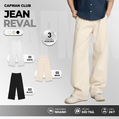 [MÀU MỚI] Quần jeans nam dài REVAL ống rộng chích ly CAPMAN CLUB, quần dài nam denim dễ mặc hàng ngày