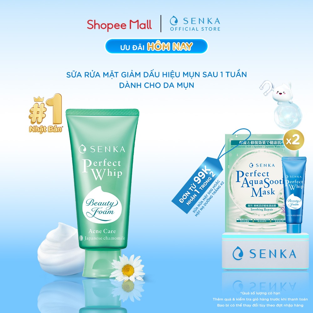 Sữa rửa mặt ngừa mụn SENKA PERFECT WHIP acne care 100g