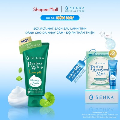 Sữa Rửa Mặt Rau Má Sạch Sâu Lành Tính  SENKA PERFECT WHIP LOW pH CALMING CICA 100G