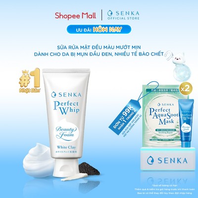 Sữa rửa mặt đều màu mướt mịn SENKA PERFECT WHIP white clay 120g