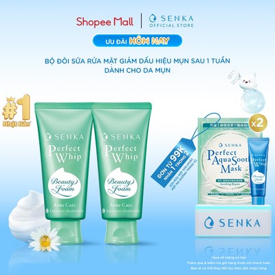Bộ 02 Sữa rửa mặt  ngừa mụn SENKA PERFECT WHIP ACNE CARE 100g/chai