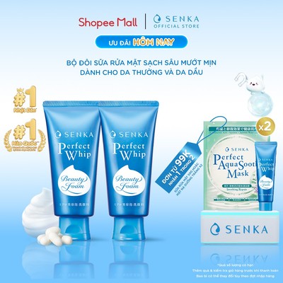 Bộ 02 Sữa rửa mặt mướt mịn sạch sâu SENKA PERFECT WHIP 120g/chai