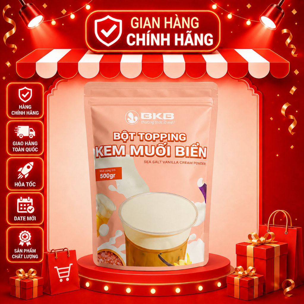 Bột Topping Kem Muối Biển BKB 500g | Bột Kem Muối Pha Chế | Nguyên Liệu Làm Topping Cho Trà Sữa, Cà 