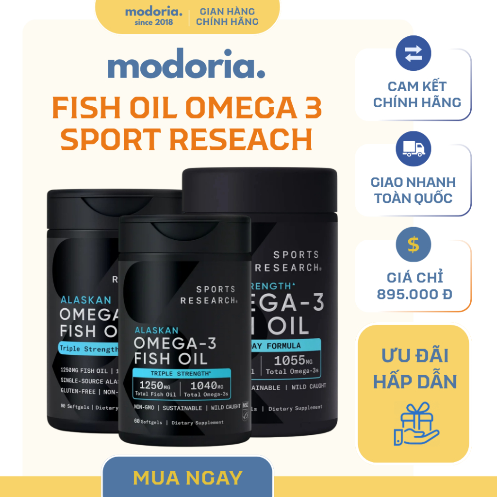 [modoria.] Viên uống dầu cá S/R Alaskan Omega-3 Fish Oil Triple Strength Mỹ
