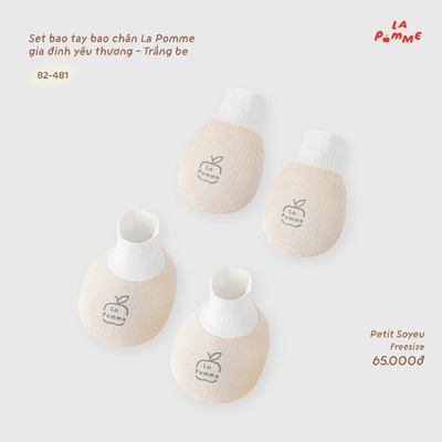 Set bao tay bao chân La Pomme gia đình yêu thương -  Sợi Petit Soyeu thoáng mát - Bé trai/gái - Freesize