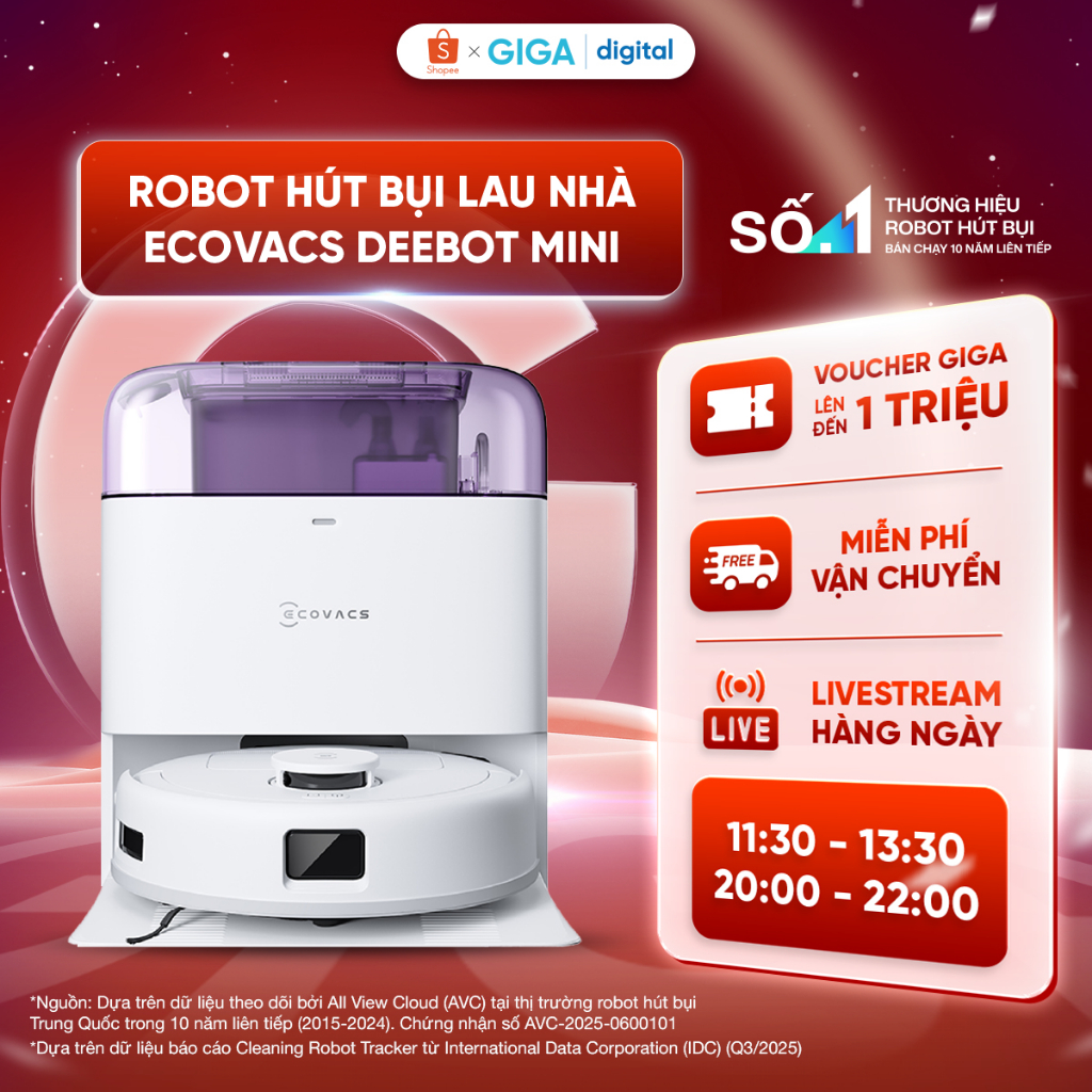 Ecovacs Deebot Mini/ Ecovacs Deebot T30e Pro Omni Robot hút bụi lau nhà | Lực hút 9000Pa | Dung lượn