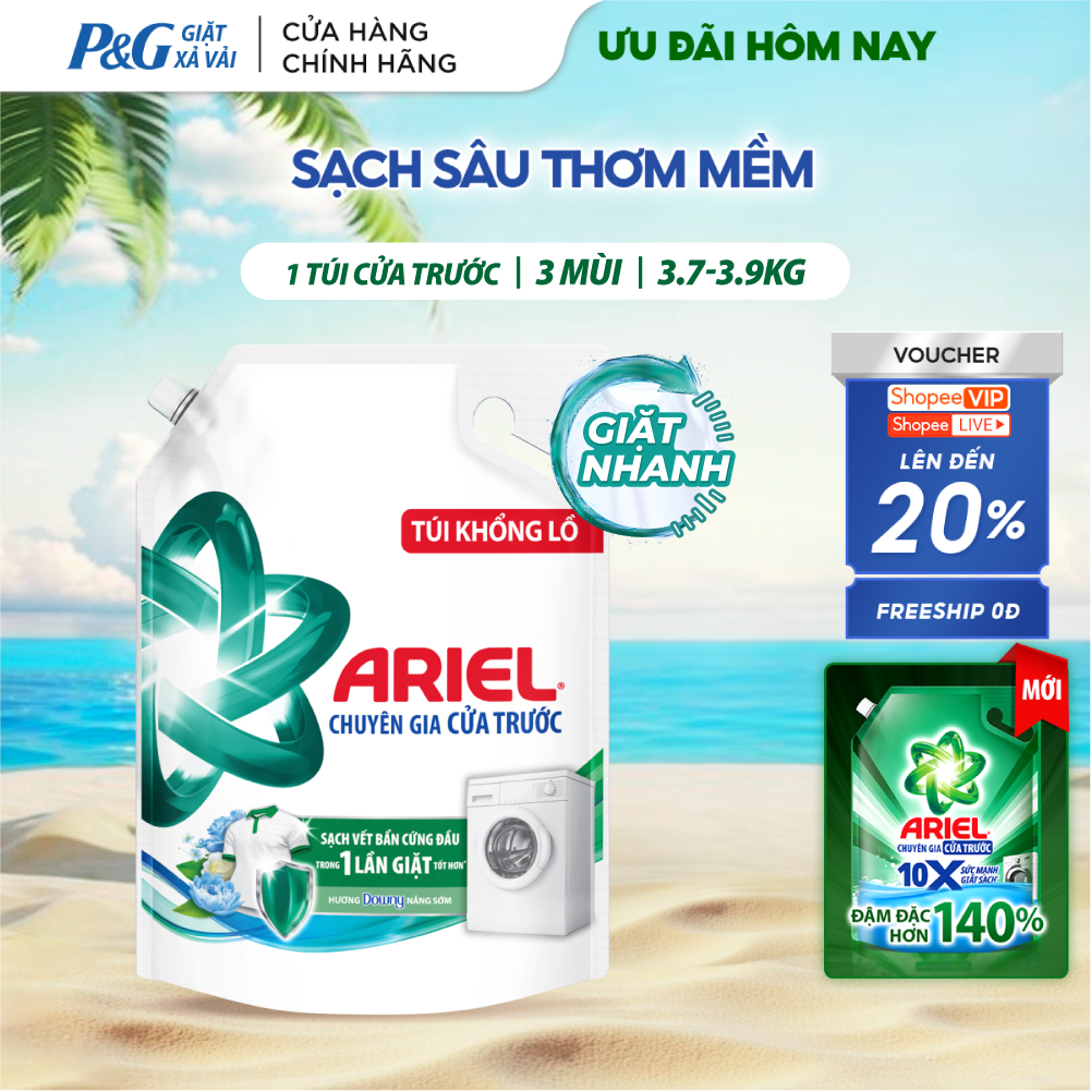 Nước Giặt ARIEL Chuyên Gia Cửa Trước Ngăn Lem Màu Hương Nắng Sớm/ Sen & Nhài/ Oải Hương Túi 3.7KG/3.