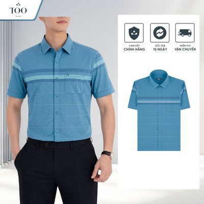 Áo Sơ Mi Nam Ngắn Tay TQQ K615CB Áo Sơ Mi Công Sở Dáng Slimfit Họa Tiết Kẻ Ngang Trước Ngực Tôn Dáng