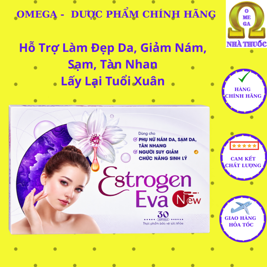 Viên Uống ESTROGEN EVA NEW (HSD 2029, 30 viên) - Hỗ Trợ Giảm Nám, Tàn Nhanh, Sạm Da, Hồi Phục Tuổi X