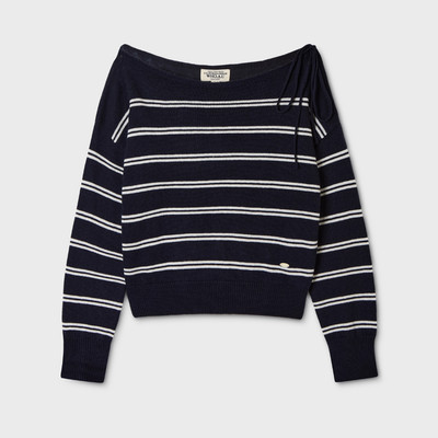 Áo Len Trễ Vai WHO.A.U Off-Shoulder Ribbon Pullover_WHKAGB938F