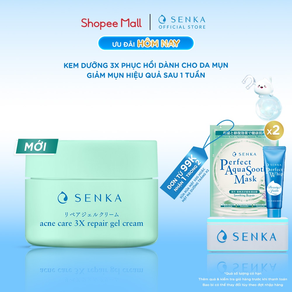 Kem Dưỡng 3X Dưỡng Da Dành Cho Da Mụn SENKA ACNE CARE 3X REPAIR GEL CREAM