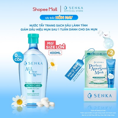 Nước Tẩy Trang Senka Micellar Giảm Mụn Senka A.L.L Clear Water Acne Care 400ML