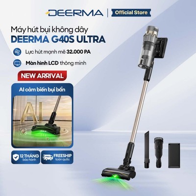 Máy hút bụi không dây Deerma G40s Ultra lực hút mạnh 32.000Pa kèm AI cảm biến bụi bẩn, đèn xanh soi bụi - BH 12 tháng