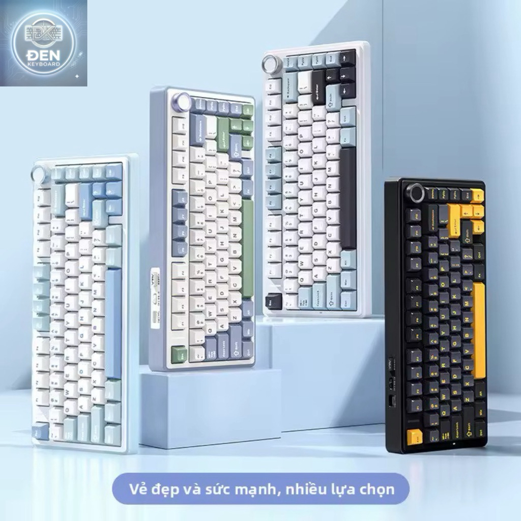AULA |  Bàn phím cơ F75 không dây 3 mode - Mạch Xuôi - Hỗ trợ hotswap 5 pin - LED RGB - Có App Marco