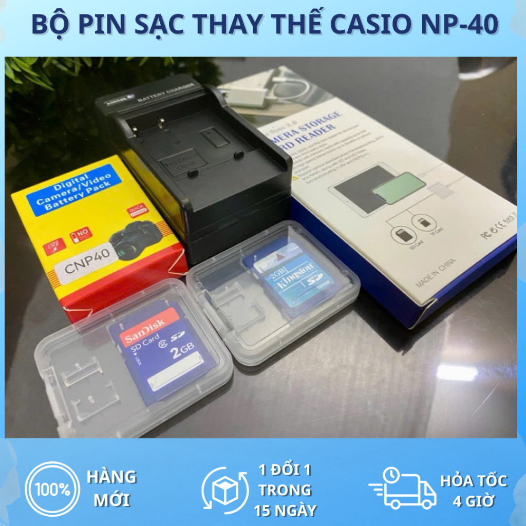 Bộ Sạc pin, thẻ, cáp Casio NP-40/NP40( bộ sạc pin thay thế)