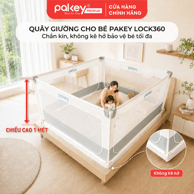[NEW] Quây Chắn Giường 4 Mặt Kép Kín Liền Mạch, Lưới Chống Ngã Cao 100CM, Có Khoá Kéo Mở Cửa 4 Phía Tiện Lợi