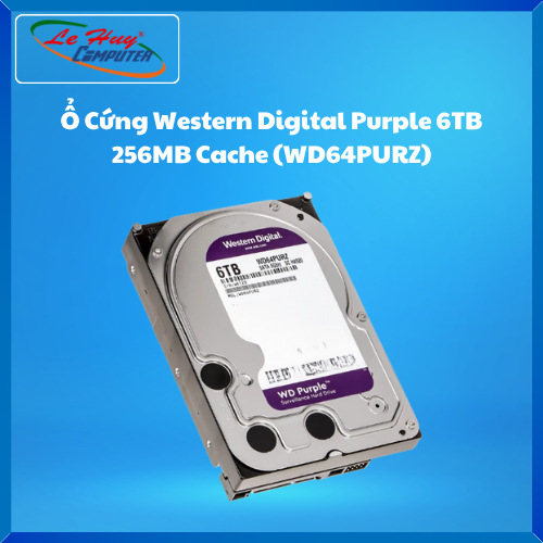 Ổ Cứng HDD Western Digital Purple 6TB WD64PURZ (3.5Inch/5640rpm/Cache 256MB/SATA3)-Hàng Chính Hãng