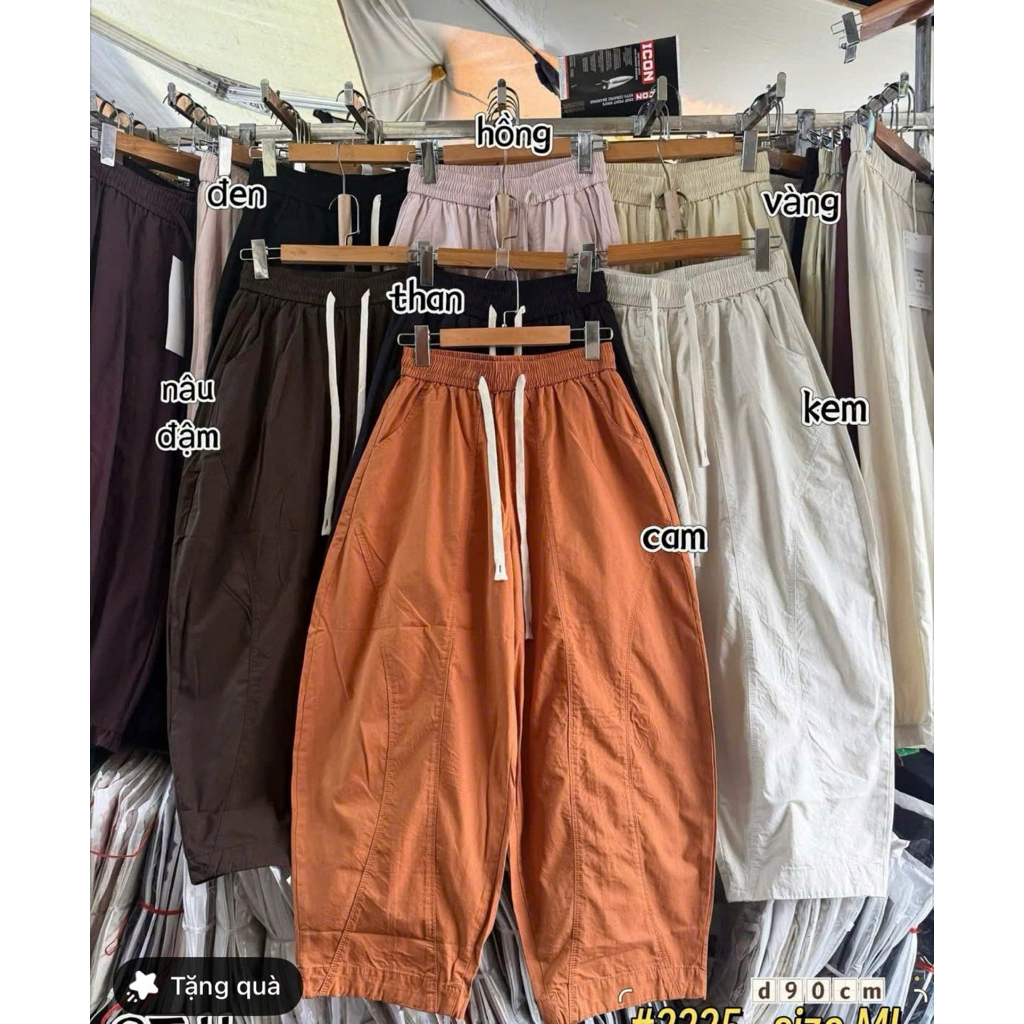Quần Baggy Phom Thụng Cạp Chun Vải Kaki Nhật Mềm Mát Cho Nữ
