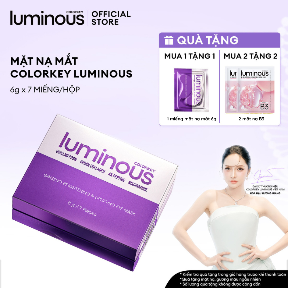 Mặt Nạ Mắt Colorkey Luminous | Hỗ Trợ Làm Sáng và Nâng Cơ Vùng Da Mắt | Chiết Xuất Nhân Sâm GINSENG|
