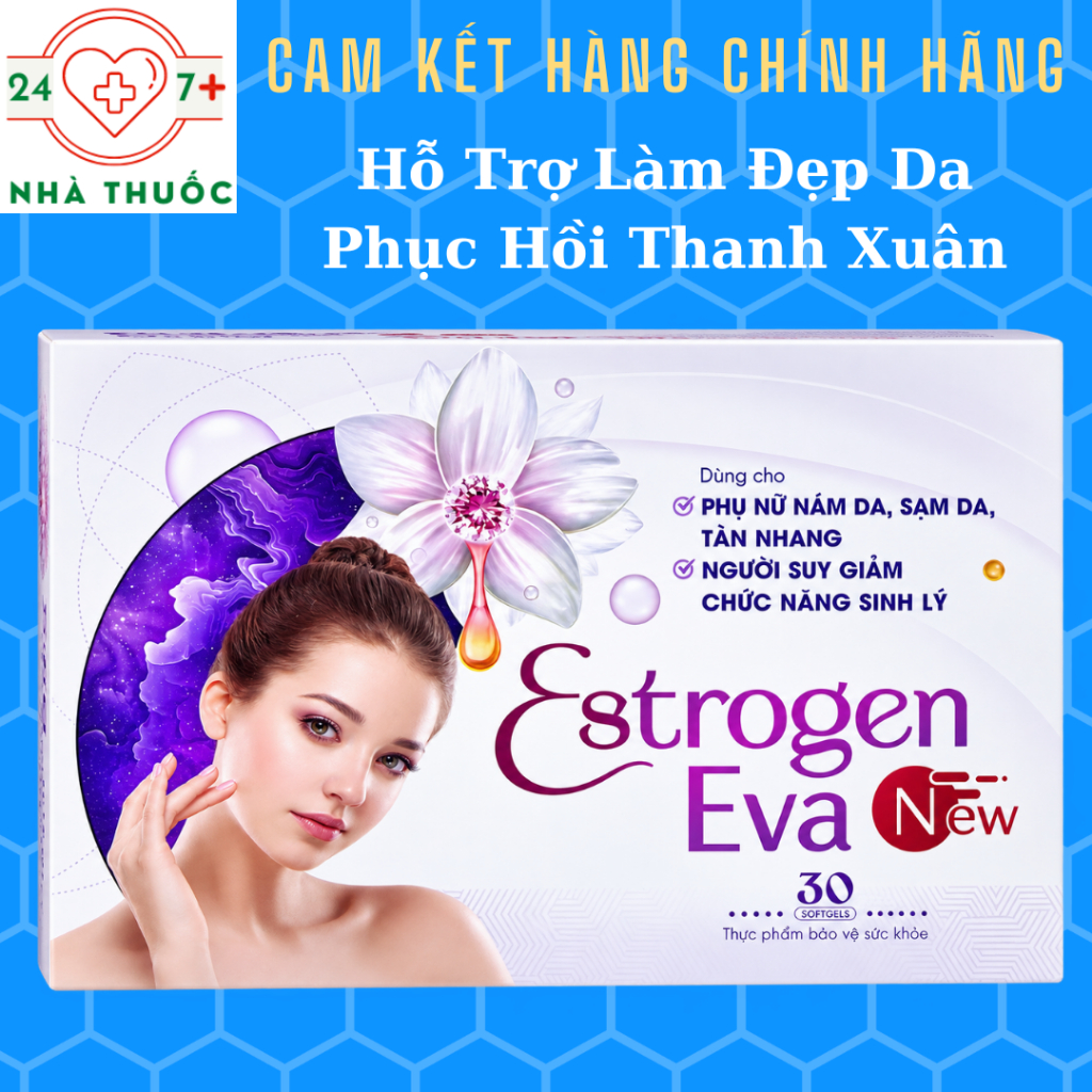 ESTROGEN EVA NEW (HSD 2029) - Bổ Sung Nội Tiết Tố Nữ, Hỗ Trợ Làm Đẹp Da Giảm Nám, Tàn Nhang